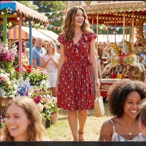 Maeve By Anthropologie Dress 6 NWT Red Floral Flutter Sleeve Lined Bohemian